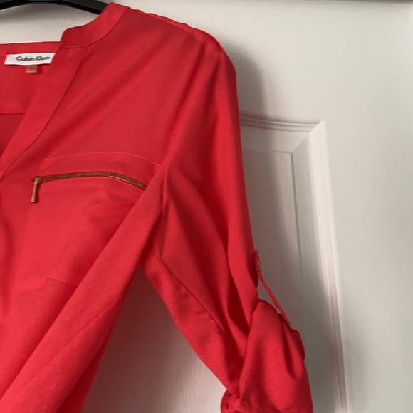 Coral colored Calvin Klein button down blouse - Picture 5 of 6